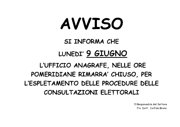 AVVISO CHIUSURA pomeriggio referendum 2025